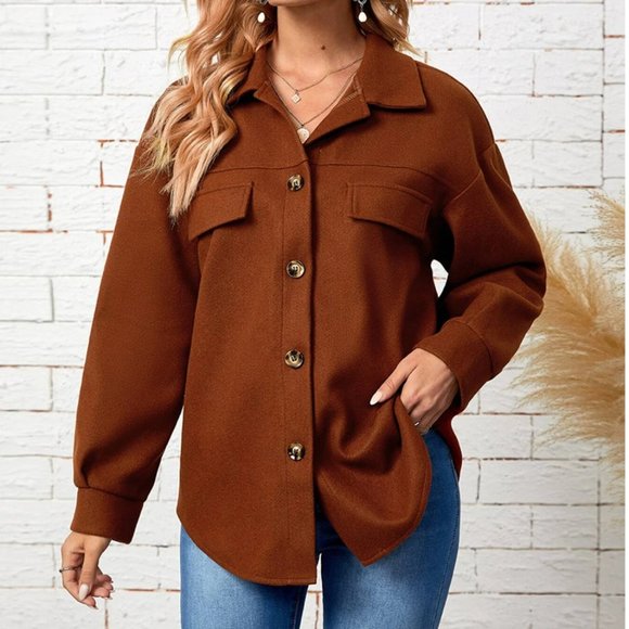 Tops - Oversized Boyfriend Shacket Shirt Jacket